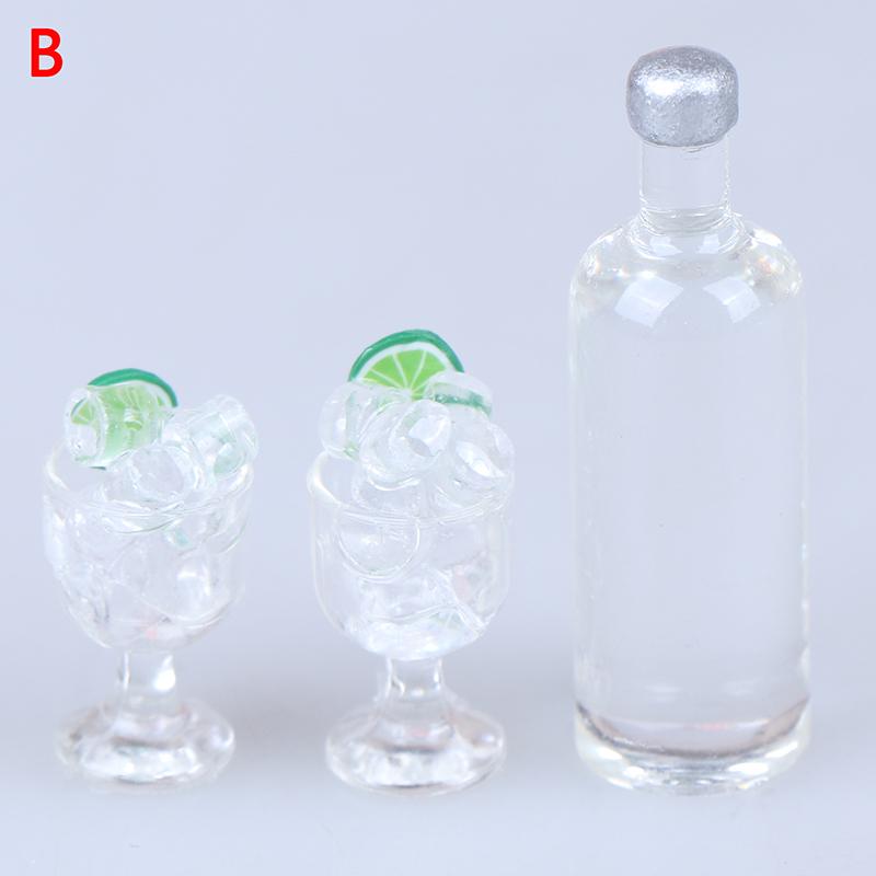 1set 1/12 Dollhouse Miniature Accessories Mini Wine Bottle Set Simulation Drinks Model Toys For Doll House Decoration