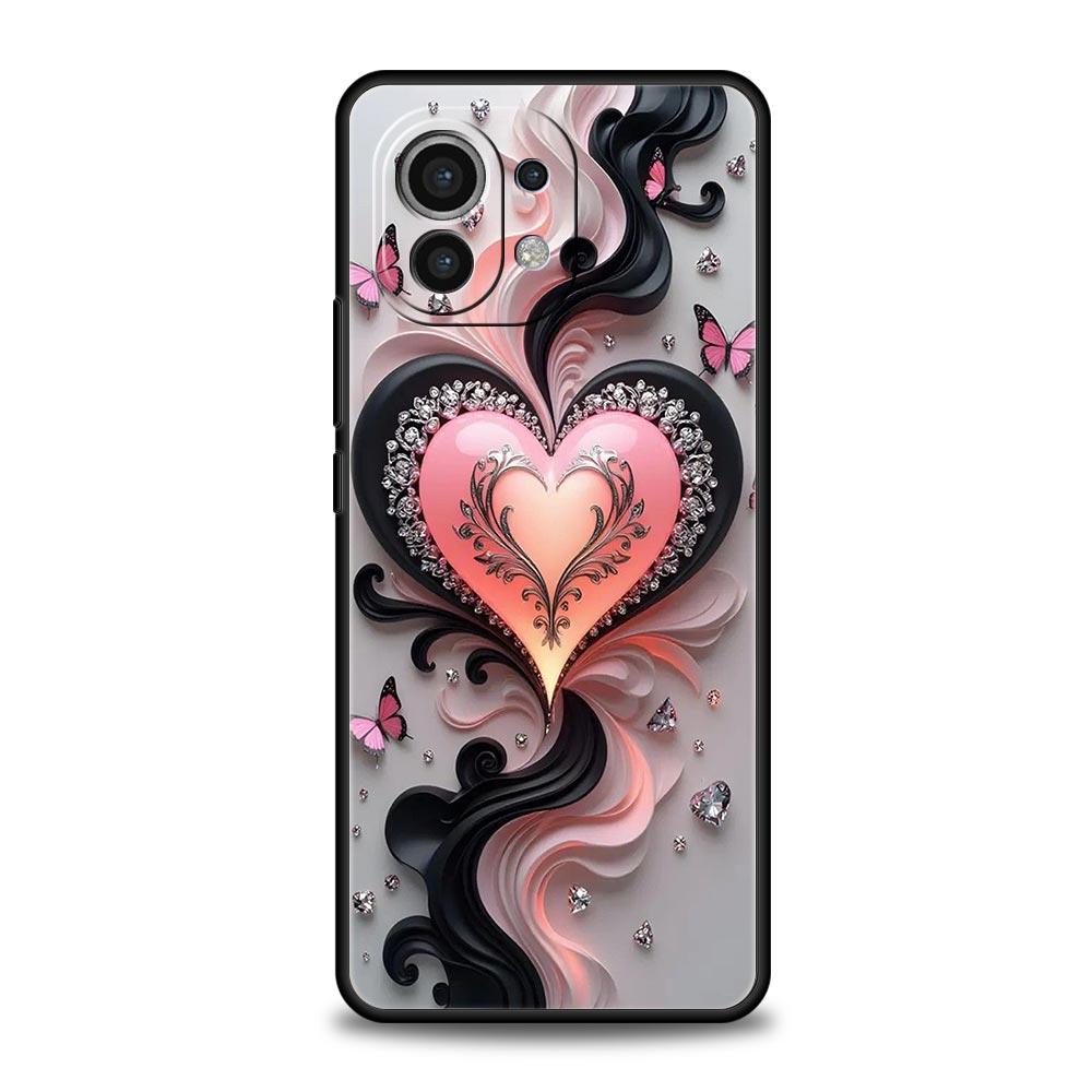 Colored Love Heart Printed Phone Case Cover for Xiaomi Mi 17 15 14 13 12 11 Ultra 15T 14T 13T 12T 11T Pro Lite 5G Soft TPU Shell