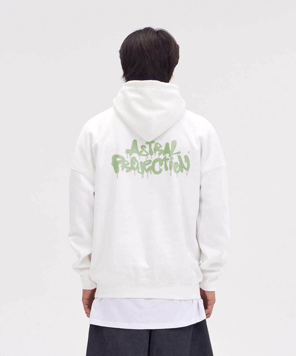 Astral Projection Brush Graffiti Lettering Oversized Wide Shoulder Hoodie_White Xxl (No Fleece Lining)