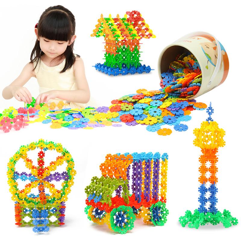 Non-Toxic 200Pcs Snow Flake Toy Educativos Building Blocks Brick Blocks Diy Puzzle Educational Toys Toys For Children 6 To 10 Years Kids