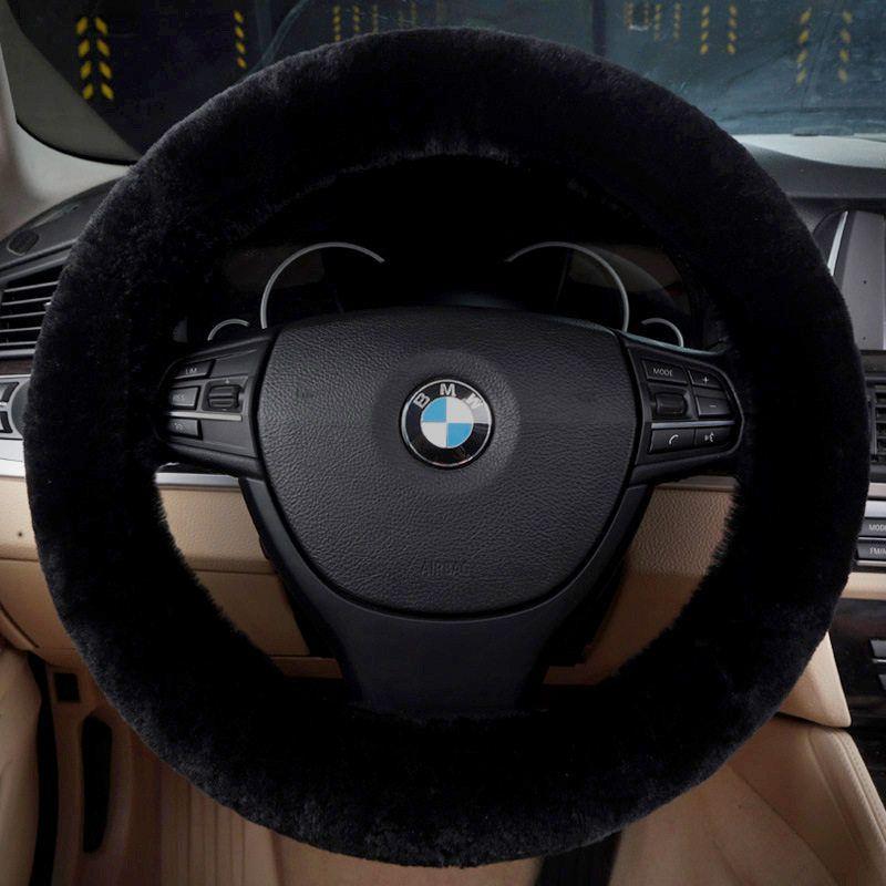 

Pure Wool Car Steering Wheel Cover Winter Short Plush Handle Cover Wool Women s Autumn Handle Cover Cute Interior Universal Accessory Black