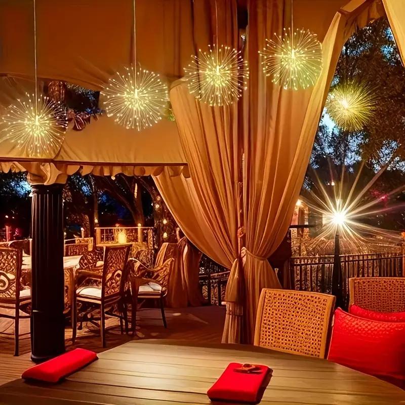 Hanging Solar Fireworks Light 360/480 LED Starburst Light Outdoor Waterproof 8 Mode Fairy Lights Eaves Garden Tree Christmas Decoration Lights