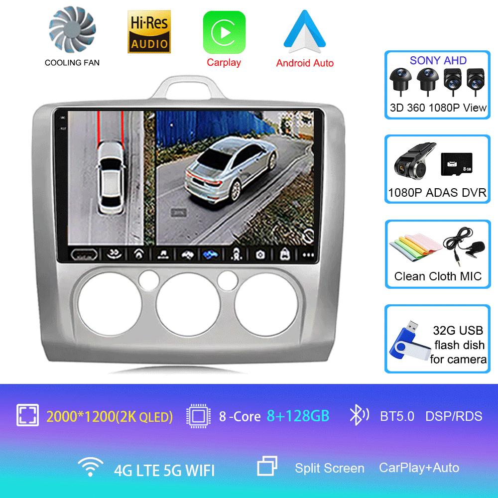 Android14 Carplay Auto For Ford Focus  Mk2 Mk3 2004 2005 2006 2007 - 2011 Multimedia Car Radio Player DSP WIFI+4G 2DIN Stereo