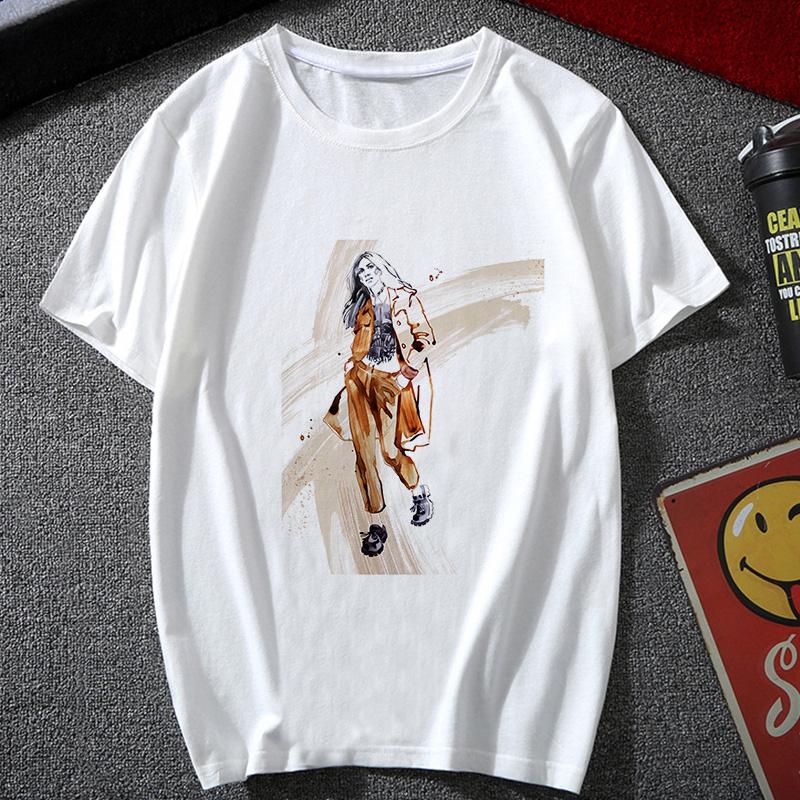 Women S Clothing T Shirts Camiseta Mujer Vintage Casual Harajuku Sexy Lady Coffee Girl Print