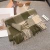 100% Pure Wool Scarf Female Winter Warm Cashmere Shawl Checkerboard Grain Design Couple Accessory Premium Sense Windproof Scarf