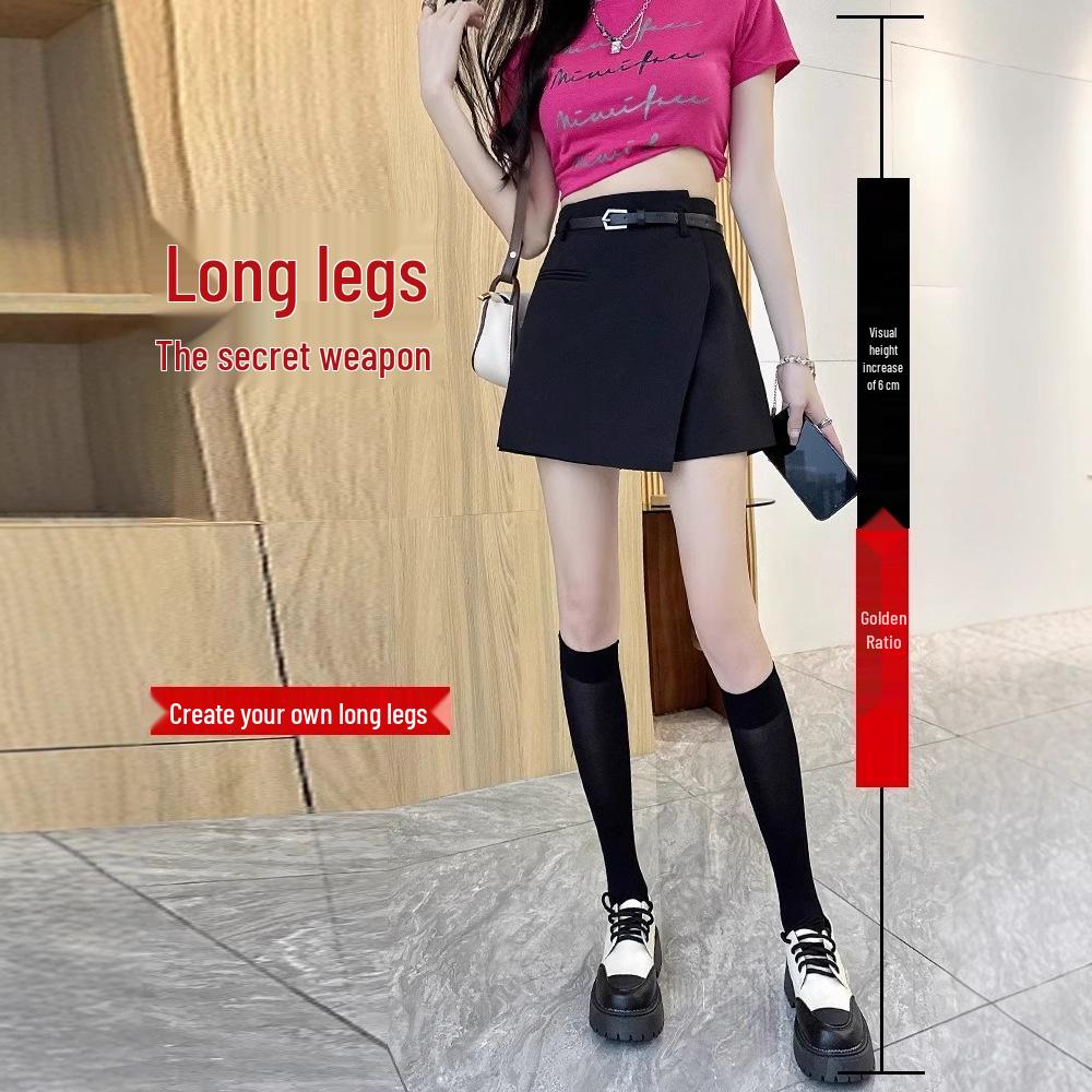 Women's Gray High Waist Irregular A-line Midi Skirt 2025 - Slimming, Casual, Spring/Autumn Fashion