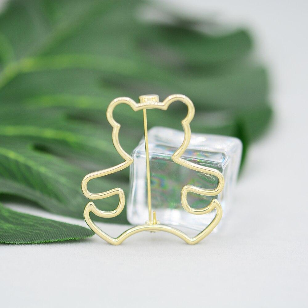 Blucome Newest Fashion Little Bear Shape Brooches Copper Animal Corsage Suit Scarf Pins for Women