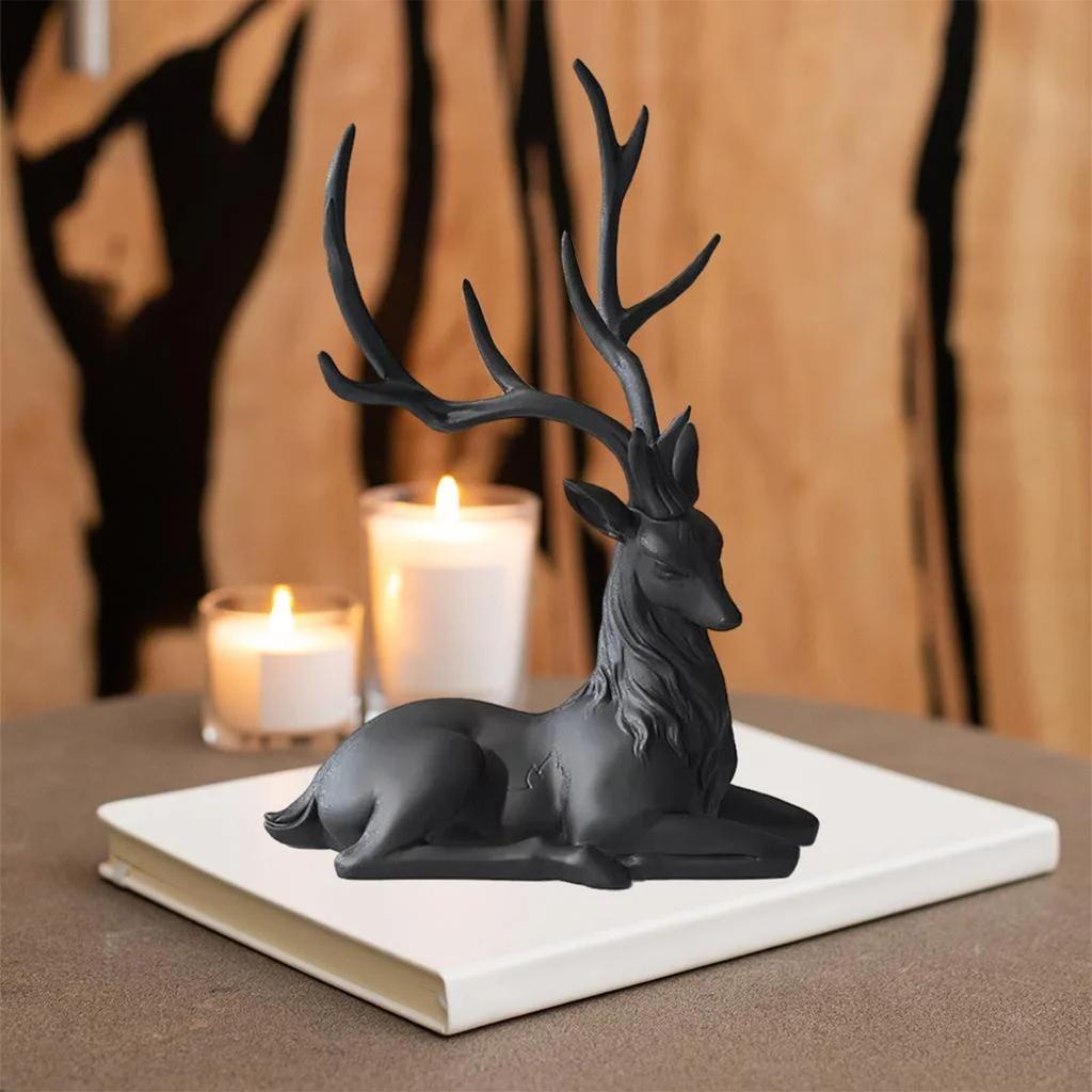 Creative Craft Deer Decoration Holiday Tabletop Ornaments Sculpture For Standing