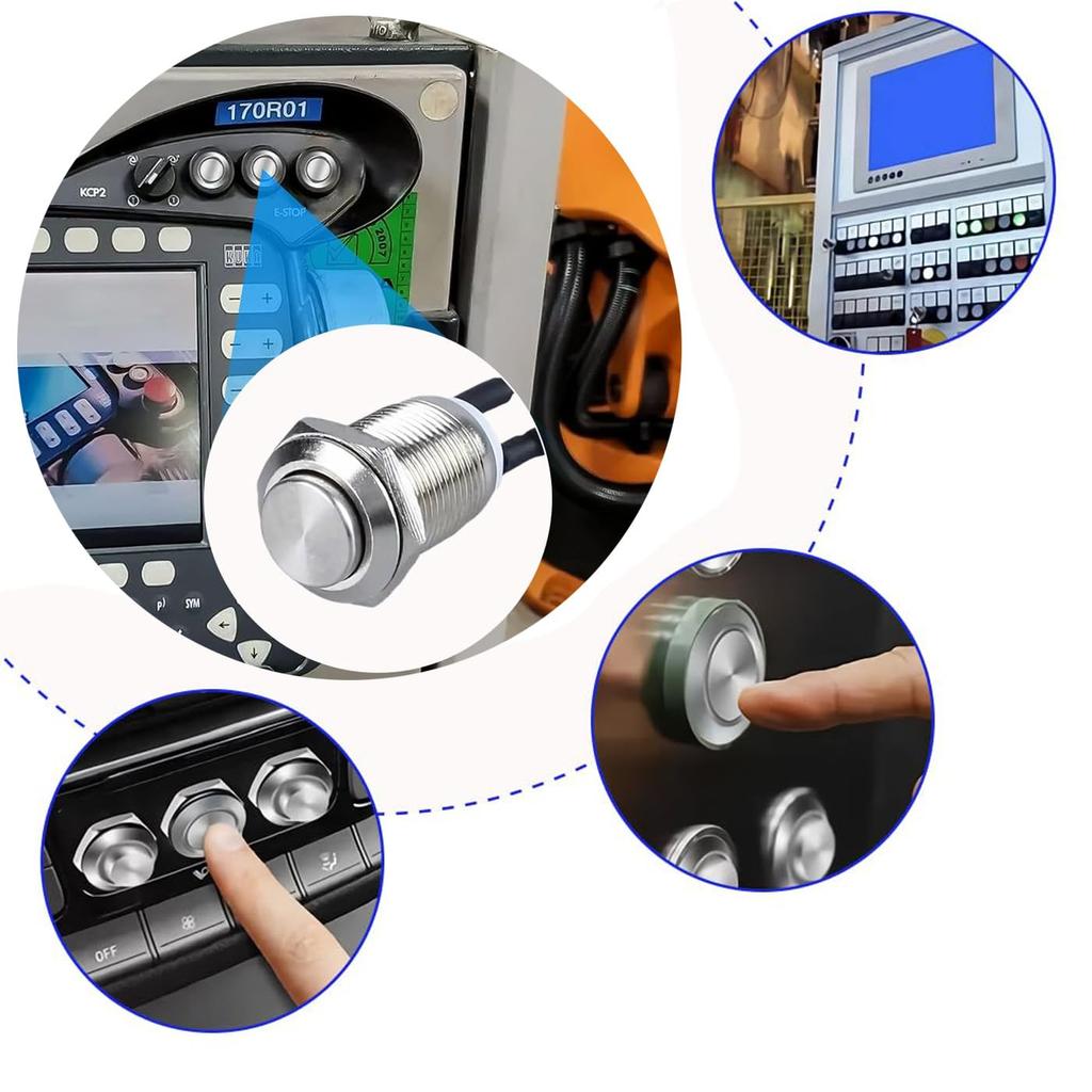 HUIKKJP 3 Stück Kabelgebundene Wasserdichte Drucktaster Rastend Selbstverriegelnd Edelstahl Drucktaster Ein Aus