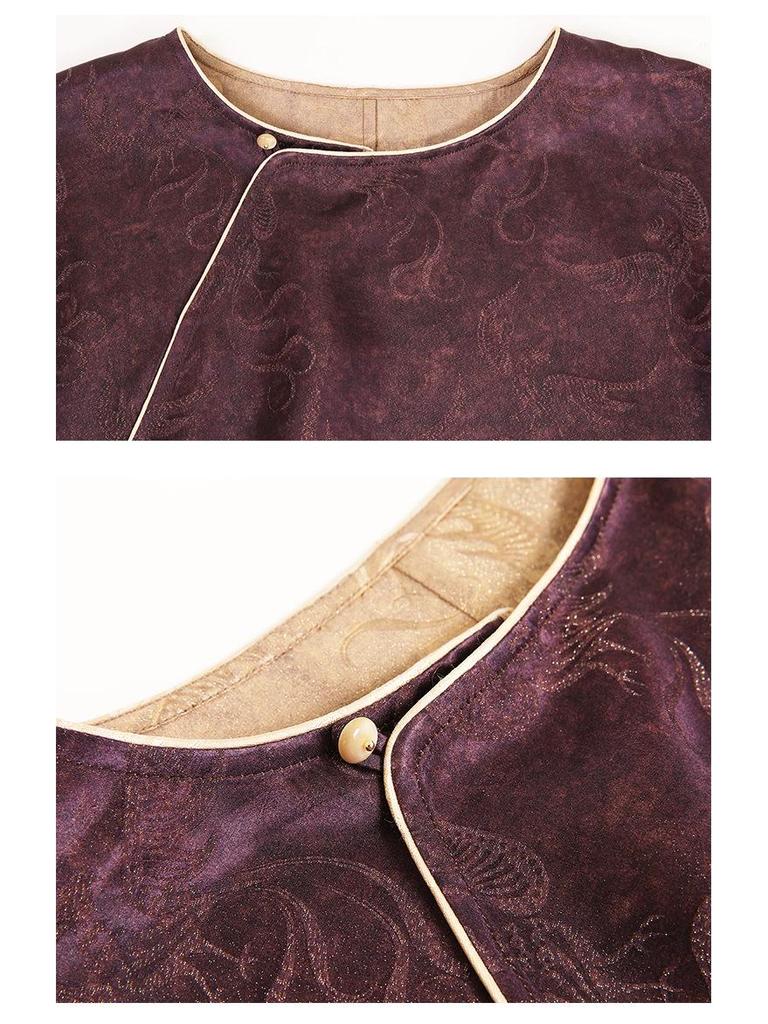 Phoenix Seeks Phoenix - Women's Silk Jacquard Long Sleeve Jacket: New Chinese Style for Spring & Autumn