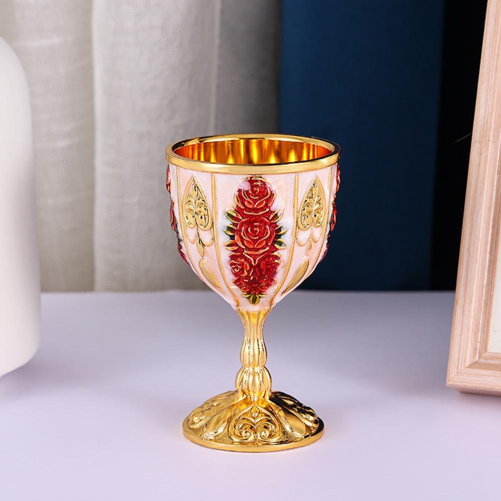

New European Style Wine Glasses Spirits Cup Mini 30ml Vodka Goblet Retro Alloy Drinkware Tableware Red Liquor Glass Vodka Goblet