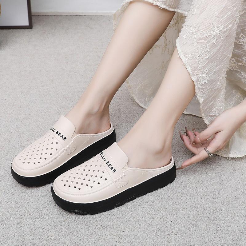 Free Shipping Bag Head Shoes for Women, Waterproof, Breathable and Non-slip, Summer Women's Cool Slippers, and Thick-soled
