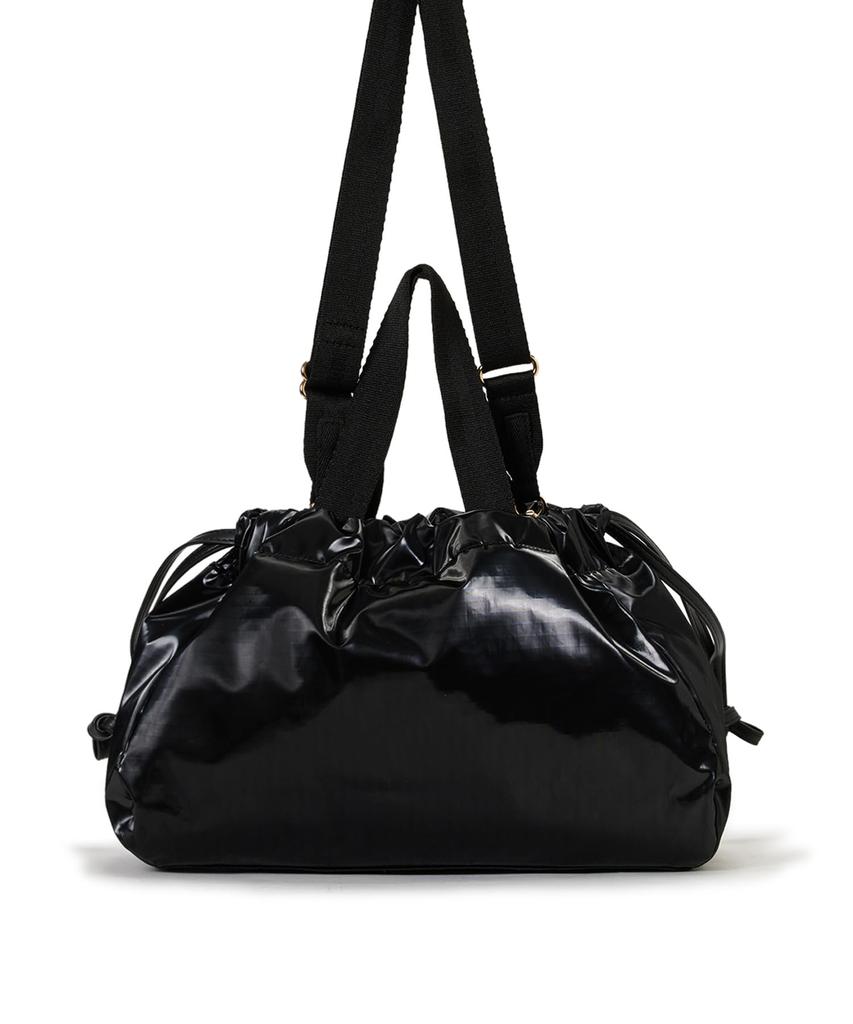 LeSportsac Shoulder Bag CITY DRAWSTRING BAG Uptown Black 2 [Official] E/W /1084 Women's Shine/Black