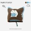 Korean retro jacquard gray cat knitted hat women's autumn and winter 2025 new face small wool hat bag head hat