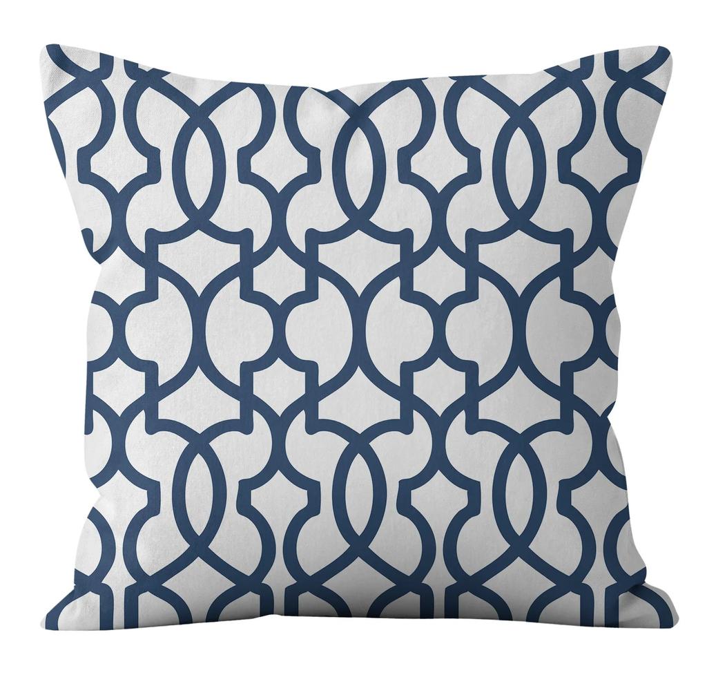 Simple Blue Printed Pillowcase Car Ornaments Office Living Room Home Pillowcase