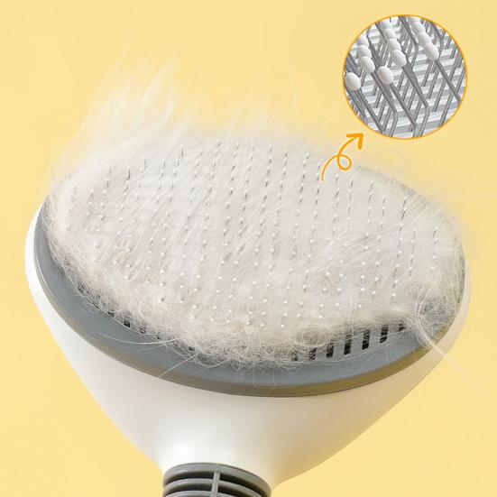 Self-Cleaning Cat Grooming Comb Stainless Steel Teeth Dog Detangling Comb with Anti-Slip Handle Deshedding Brush for Long Short Hair Pets