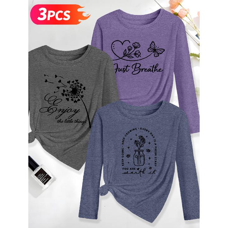 Follow a specific direction Three-piece women s long-sleeve set Dandelion Butterfly Floral Vintage Print Summer Casual Elegant Women s Clothing Long S