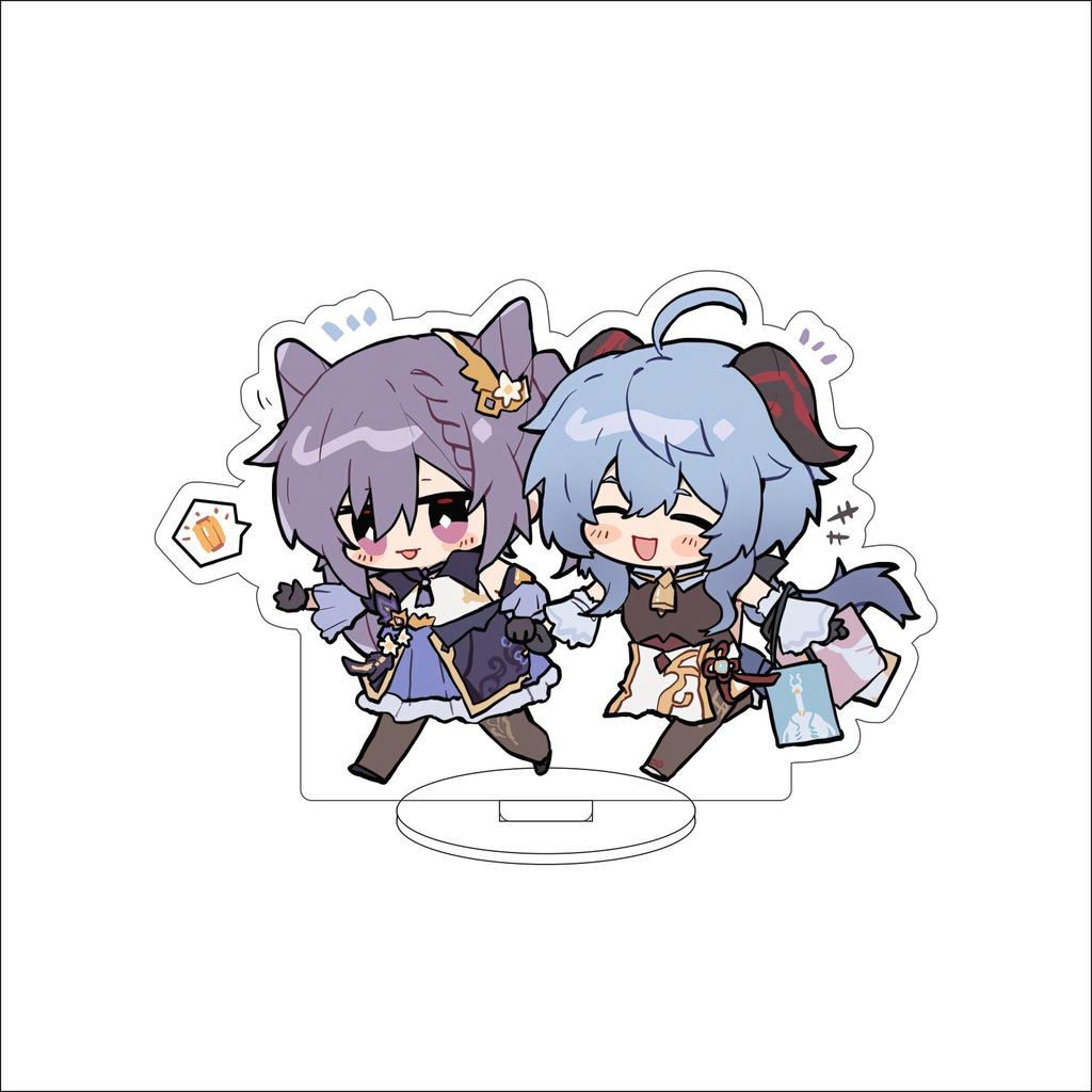 10CM Anime Genshin Impact Figure Stand Model Amamiya Ganyu Cute Desk Decor Standing Sign Gifts