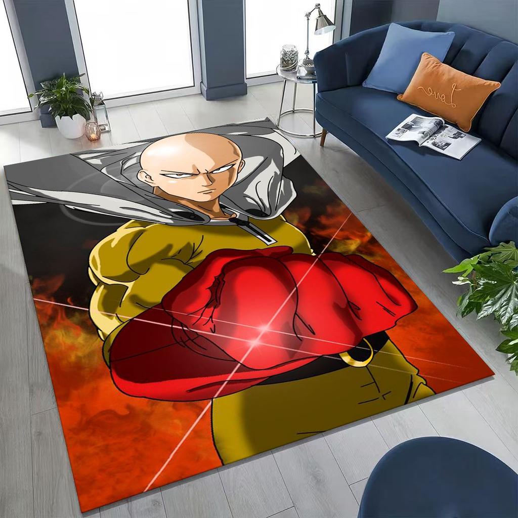 Anime One Punch Man Saitama Cartoon Cartoon Rug for Bedroom Living Room Sofa Home Doormat Decor,Kids Play Non-slip Floor Mat