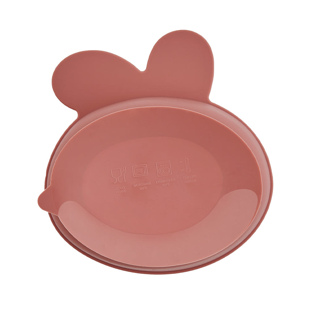 Atti Rabbit Baby Bunny Silicone Suction Bowl Dry Rose Toddler Tableware Self Feeding Container