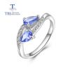 Cute Design Natural Tanzanite Jewelry Set Gemstone Simple Rings Earrings Jewelry Set 925 Sterling Sliver Fine Jewelry for Women