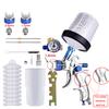HVLP Spay Gun 1.4/1.7/2.0mm Nozzle Gravity Airbrush For Car Painting Tool 10pcs 600ml No Clean Disposable Measuring Cup