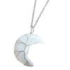 Moon Pendant Necklace Natural Resin Spiritual Gemstone Jewelry