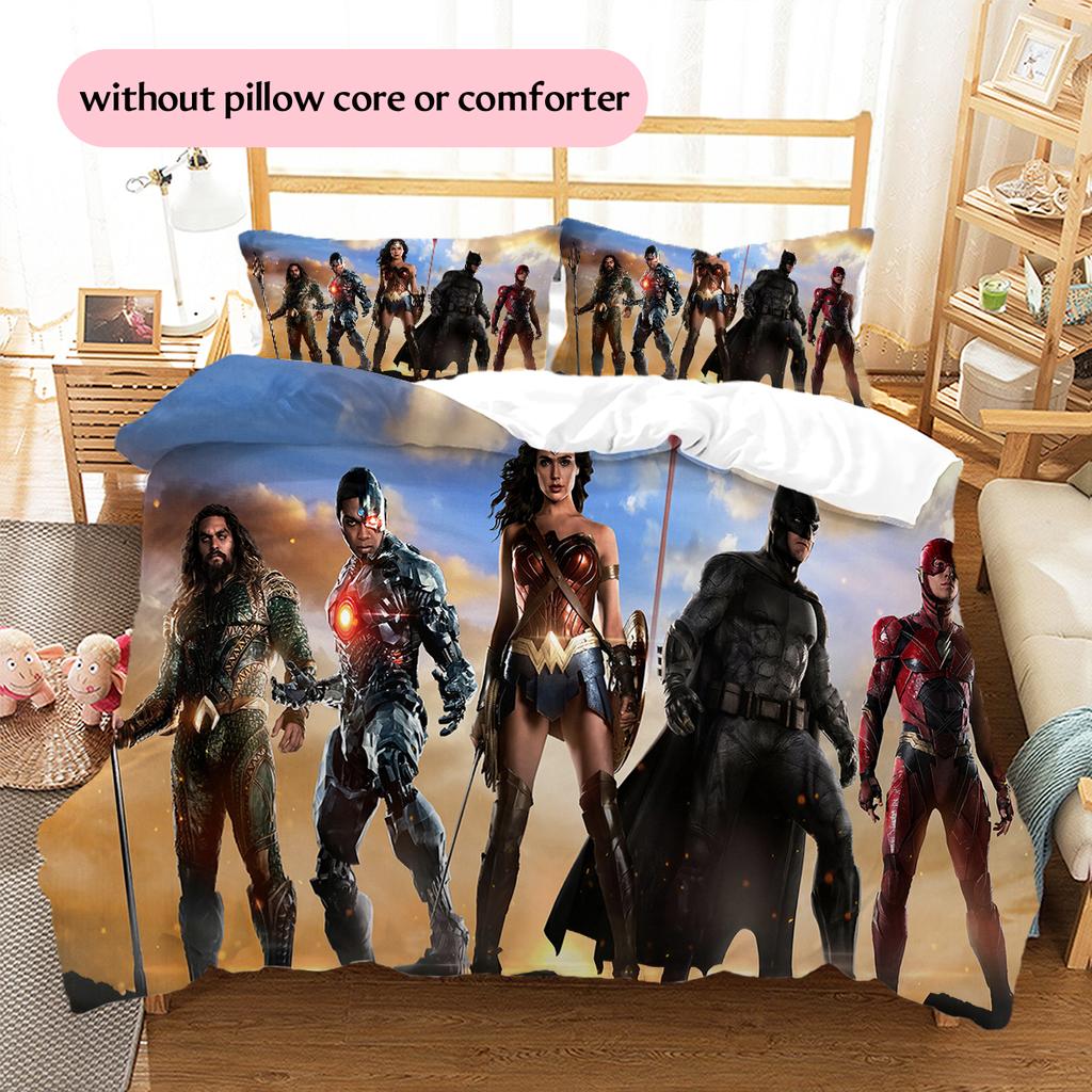Justice League Comics Bedding Set Duvet Cover Pillowcase No Filler, Soft Home Bedroom Decor, Perfect Gift for Fans.chl