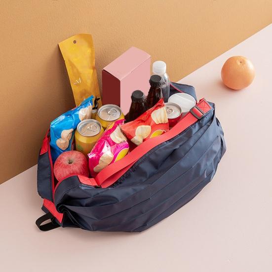 Handbag Foldable Reusable Shopping Bag with Strap Shoulder or Hand Carry Washable Nylon Tote Bag for Grocery Travel Outdoor Use