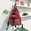 Woolen Plaid Drawstring Shoulder Bag Trendy Student Schoolbag Simple Personalized Backpack