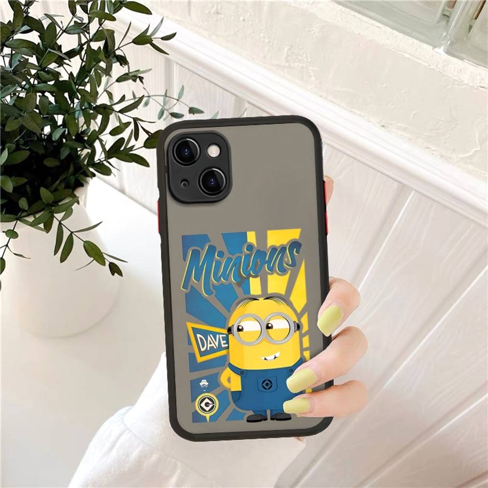 Cartoon Anime Yellow M-Minions Matte Translucent Phone Case For Iphone 16 ProMax 15 14 13 12 11 X XS PRO Plus