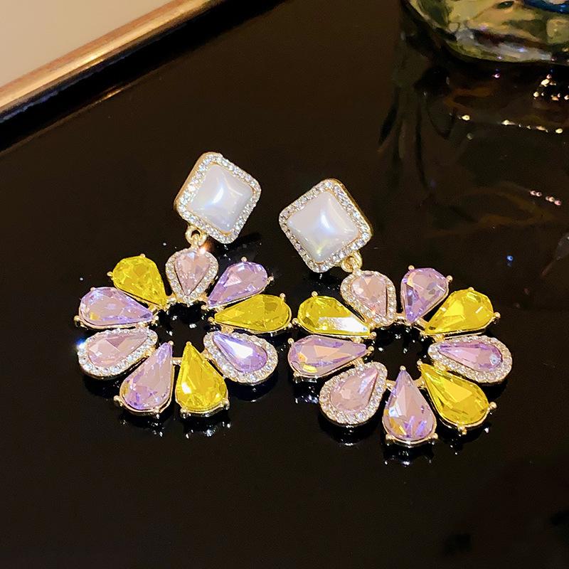 French Silver Needle Geometric Pearl Tassel Earrings - Luxurious Fashion Earrings with High-End Design