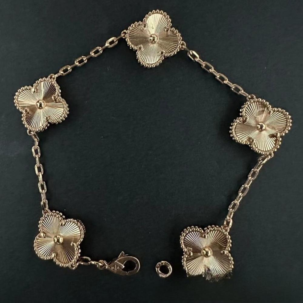 Hochwertiges Kleeblattarmband für Damen Fünf-Blüten-Armband mit natürlichem weißen Perlmutt und rotem Karneol