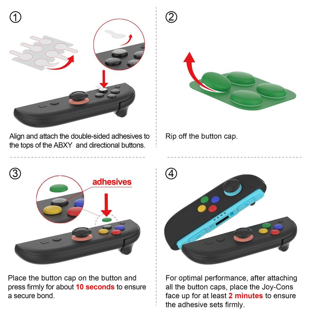 PlayVital Silicone Button Covers Thumb Grip Set for Nintendo Switch 2 Includes 8 Colorful ABXY Button Caps 4 Stick Caps & Joy-Con 2, & (White + Black)