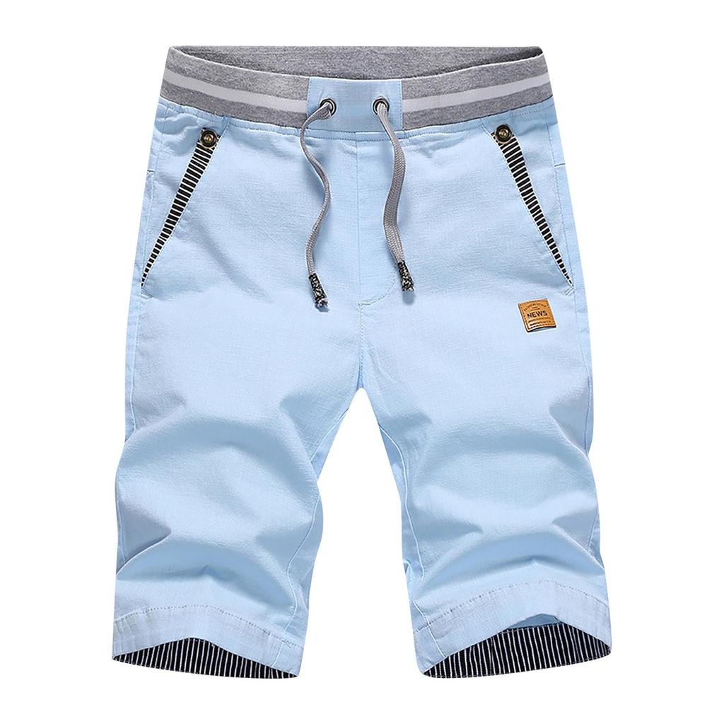 Men's Sports Cotton Linen Casual Loose Shorts Casual Pajamas Pocket Jogging Shorts Pants