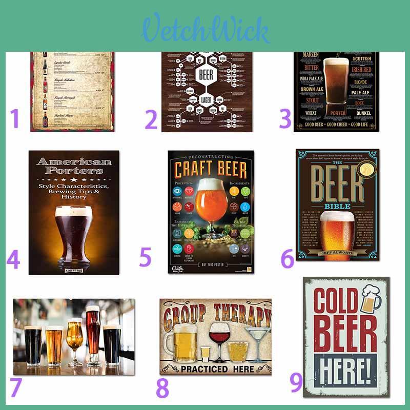 Exquisite Cafe Bar Pub Beer Vintage Frameless Paintings For Chic Home Decor