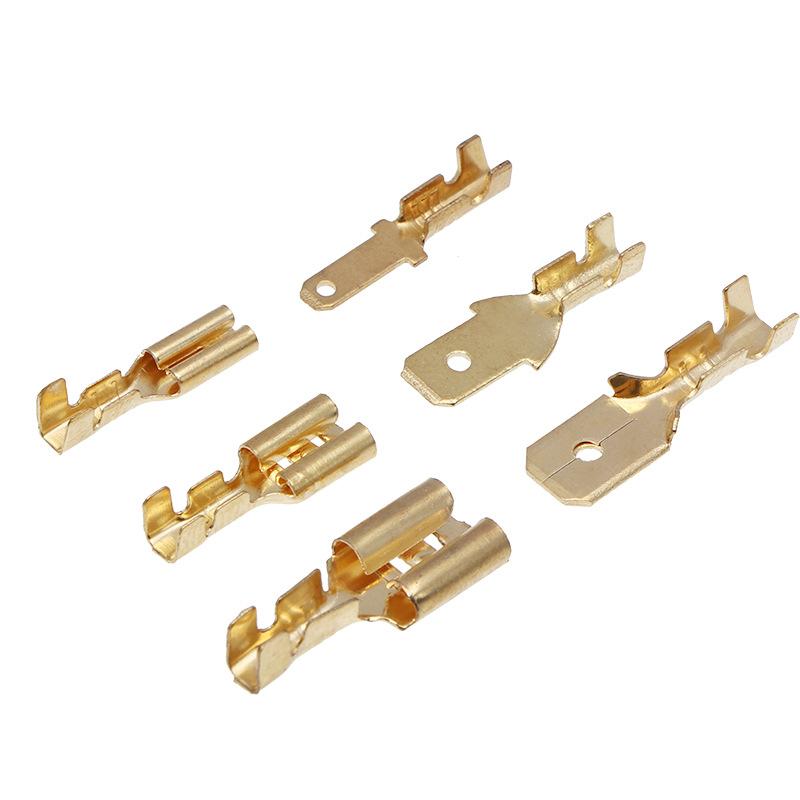 750Pcs/Box Gold Bare Male Female Tab Terminals Uninsulated Crimp Wire Connector Kit