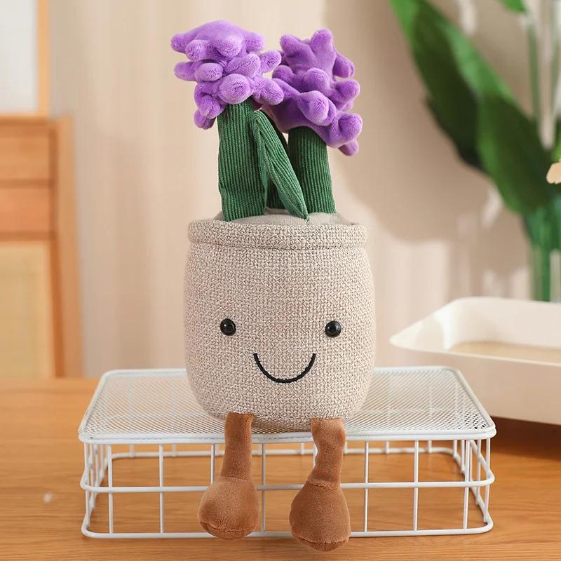 Cactus Seed Plant Plush Toy Succulent Plant Plush Stuffed Potted Flower Decoration Toy Creative Gift for Room Bookshelf Decor