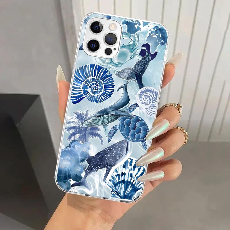 Ocean Starfish Sea Turtle Shark Phone Case for Iphone 17 Air 16 15 Plus 14 13 Mini 12 11 Pro Max 16E 7 8 SE 2020 Soft Funda Prin