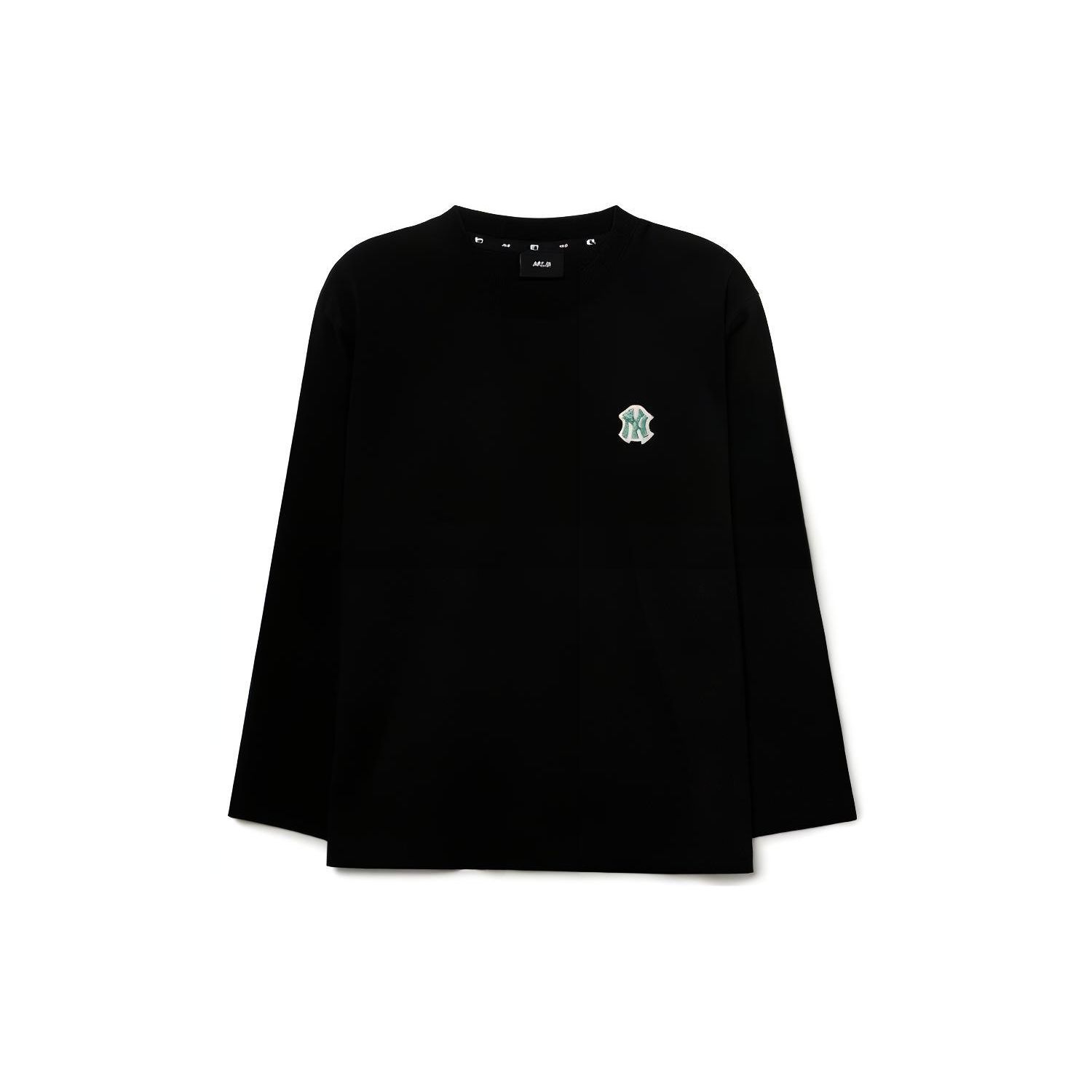 MLB New York Yankees Logo Besticktes Rundhals-Pullover-Langarm-T-Shirt Unisex Oberteile Schwarz 3ATSB0131-50BKS XS black