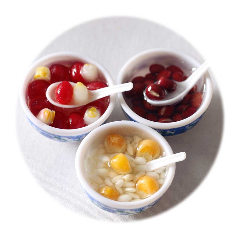 10pcs Mixed Random Miniature Bowl Soup Mini Chinese Cuisine Pretend Food for Doll House Kitchen Decor Accessories Toys Key Chain