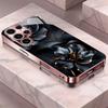 Schwarze Blumen Handyhülle Glas-Handyhülle für Samsung Galaxy S26 22 23 24 25 PLUS S21 22 23 24 25 ULTRA