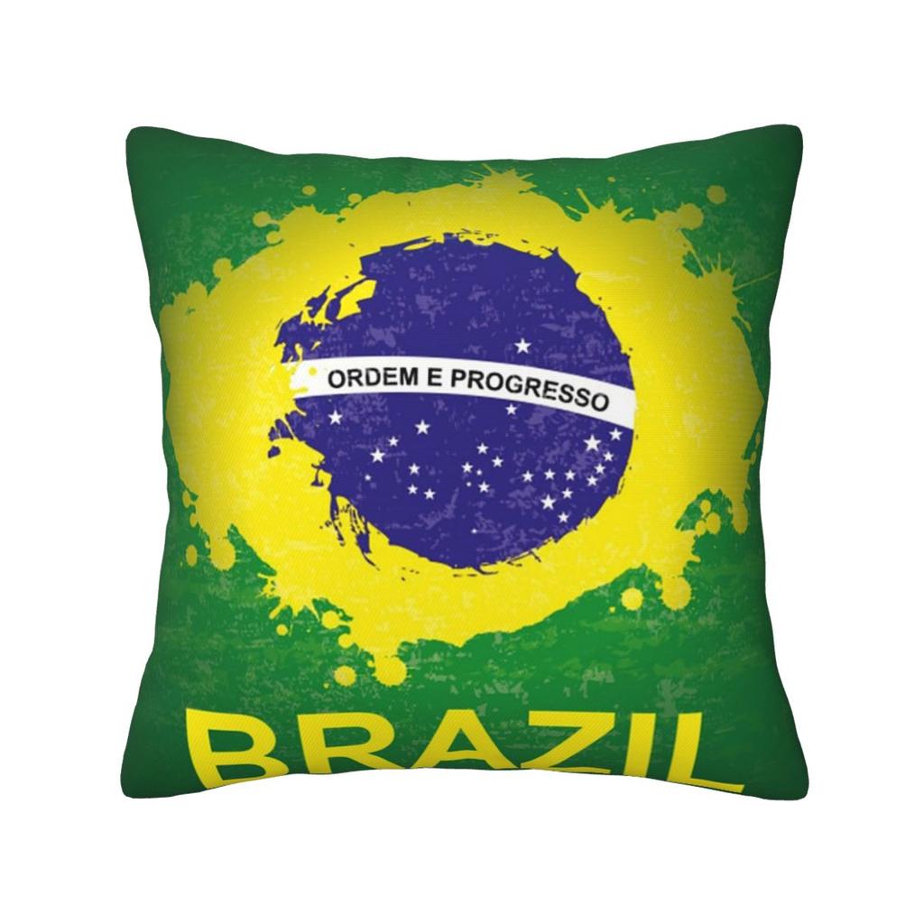 Brazil Flag Square Pillowcase Cushion Cover Pillow Case Throw Pillow Cover for Home Sofa Living Room