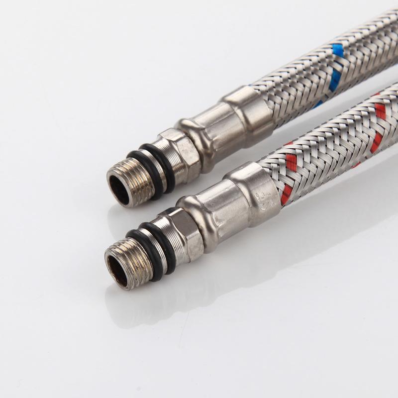 G1/2 60cm 1 Pair Stainless Steel Flexible Plumbing Pipes Cold Hot Mixer Faucet Water Supply Pipe Hoses Bathroom Part