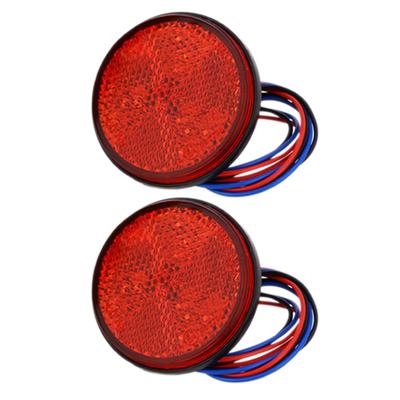 Odbłyśnik LED Okrągły Obrysówka boczna przyczepy Obrysówka tylna Kierunkowskaz Lampa tylna Czerwony Zestaw 2 szt.