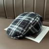 Plaid Backwards Forward Hat Women's Autumn and Winter Japanese Retro Duck Beret Personalized Versatile Painter's Newsboy Hat