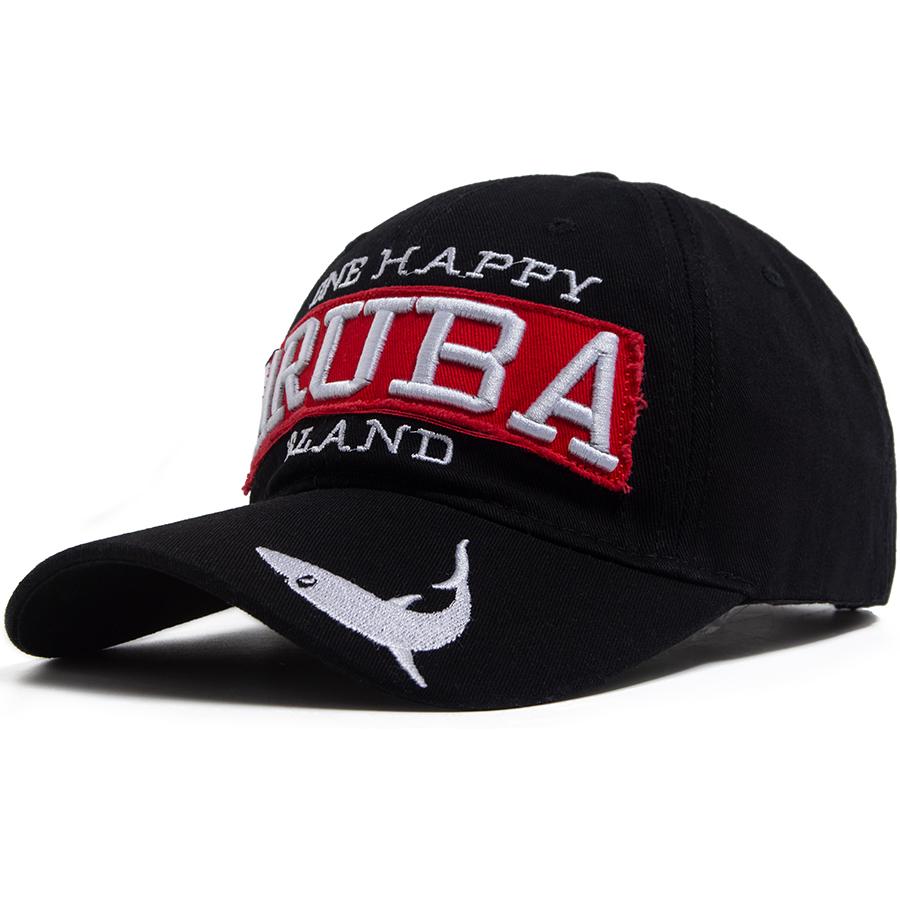 New ARUBA Letter With Shark Embroidery Baseball Cap Men Women Casual Sun Hat Cotton Soft Top Snapback Outdoor Sports Visor Cap