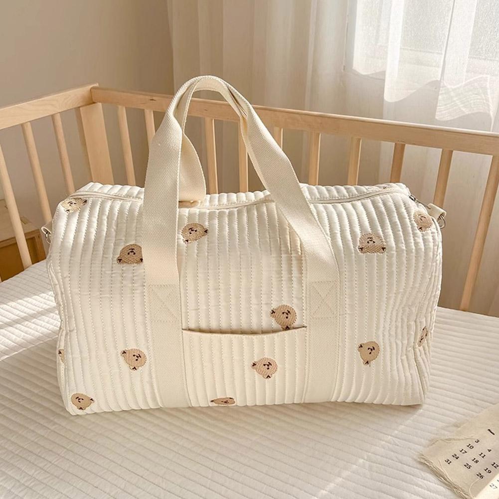 Little Bear Embroidered Handheld Shoulder Bag Large Capacity Mommy Bag Mother Baby Parent Child Single Shoulder Bag