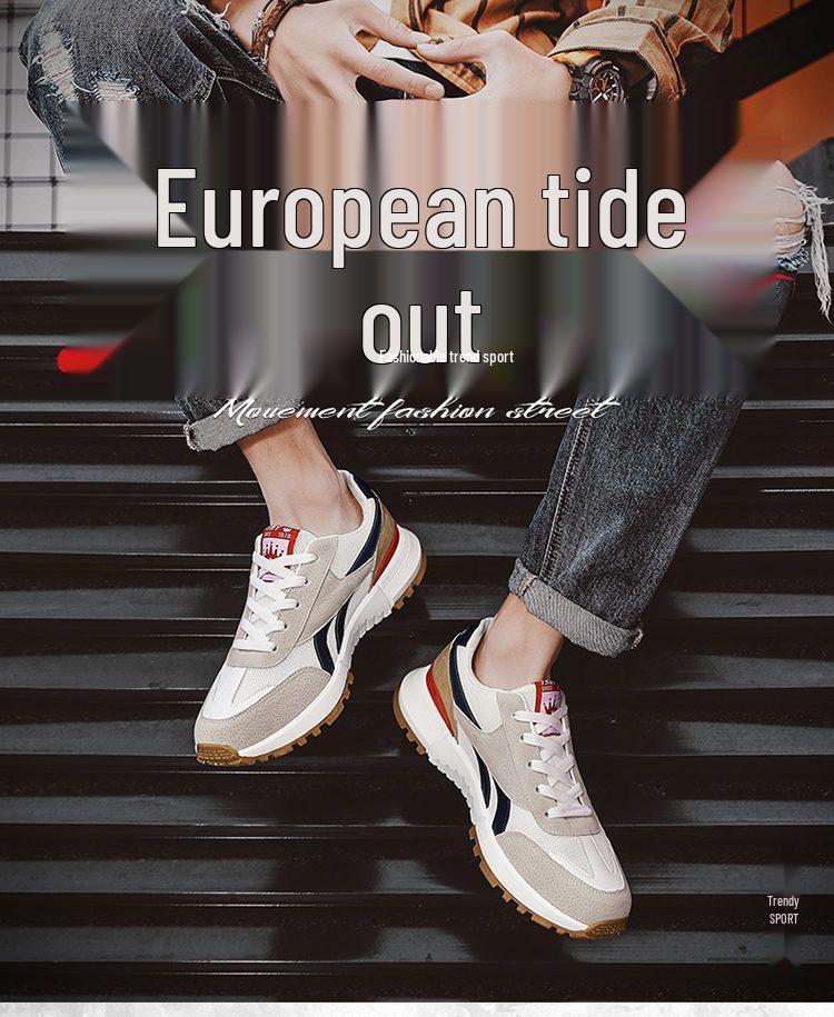 Buty męskie Forrest Gump w stylu retro, kolegiacki, casualowe, oddychające z siateczki, buty taty - wygodne, białe, wszechstronne sneakersy