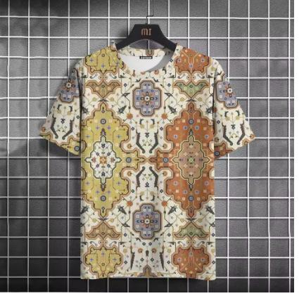 Vintage Men's T-Shirt Easy Race Print, Short Sleeve Summer Round Neck Streetwear Loose Transparent